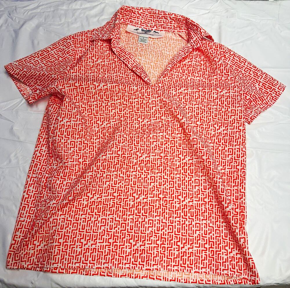 Fear and Loathing in Las Vegas Polo Top S Orange/White Geometric